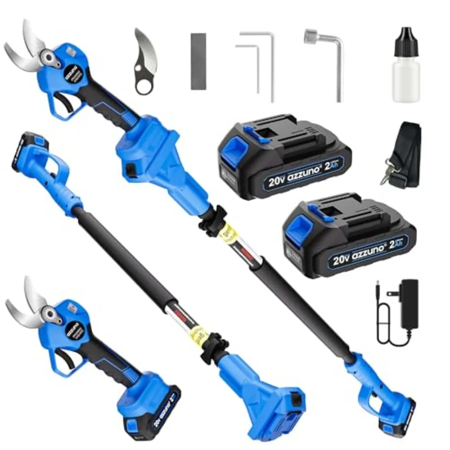 

20V 2-IN-1 Electric Pole Pruning Shears: 1.4 Inch Cordless Long Handle Pruner 13ft Reach Brushless Branch Cutter with LC