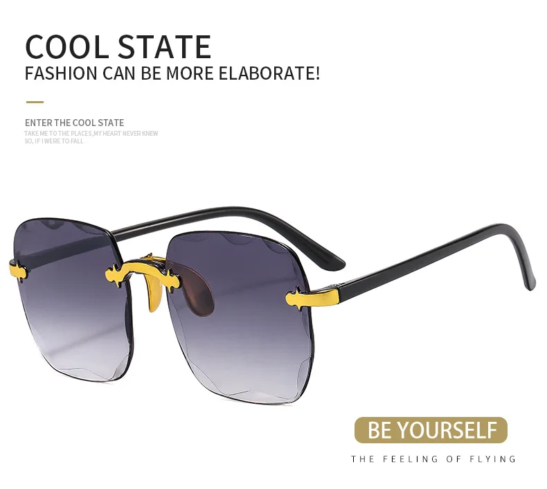 

Rimless Sunglasses Women Luxury Brand Designer Summer Traveling Glasses Fashion Driving Sun Glasses Men Fishing Shades UV400
