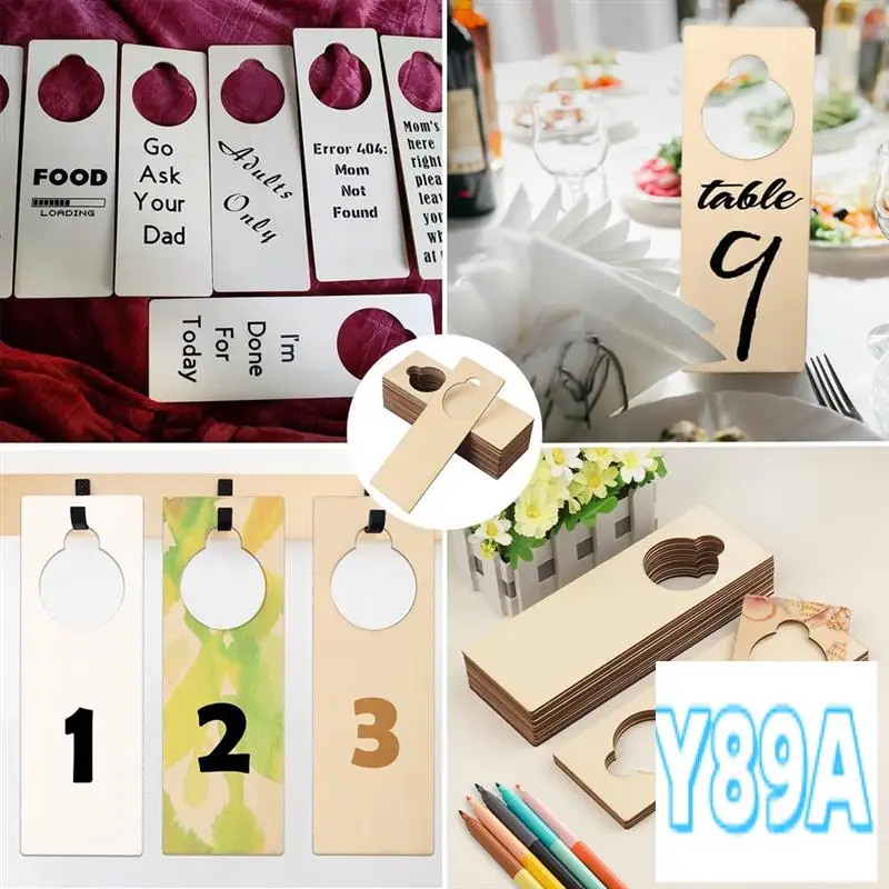 

GO-20PC Unfinished Wood Door Knob Hanger Door Knob Signs For Painting DIY Craft Home Office Hotel Decoration Business Use