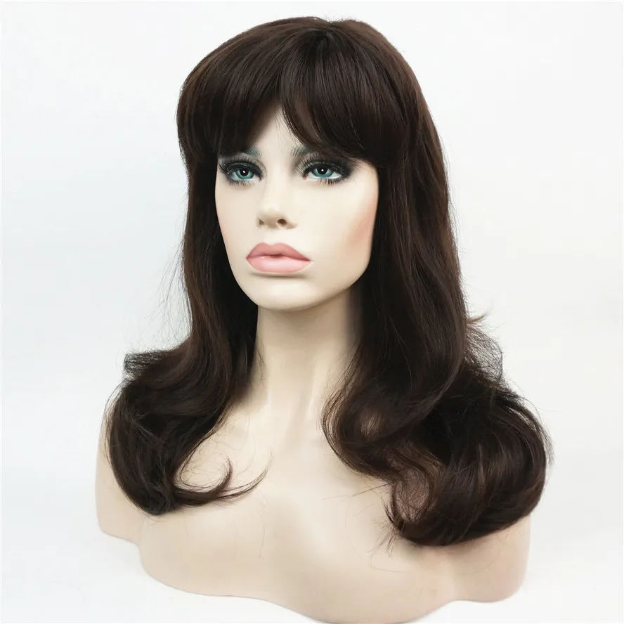StrongBeauty Women\'s Wig Synthesis Long Wavy Natural Hair Dark Brown Full Wigs