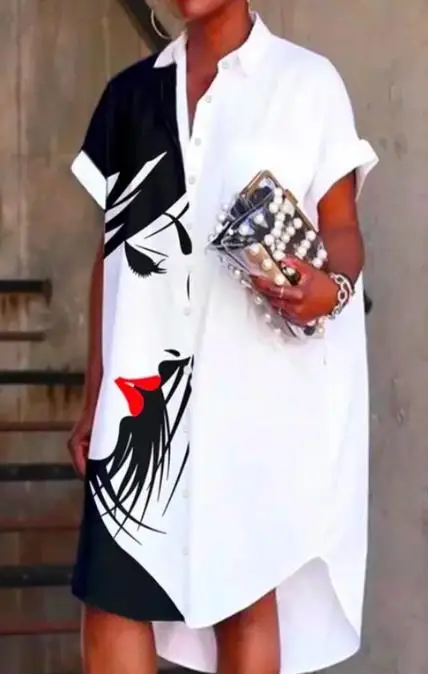 Vestidos elegantes para mujer, novedad de verano 2026, pantalón corto informal a la moda, manga lisa, estampado abstracto, camisa de una pieza, estilo viajero