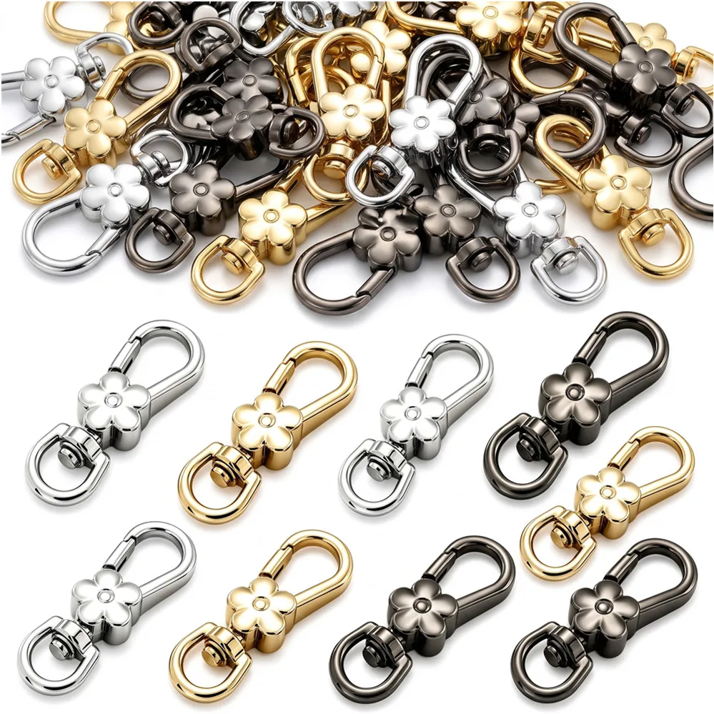 5/50/100Pcs Metal Clasps Swivel Trigger Clips Snap Hooks Handbags Clasps Handle Flower Lobster Bag Key Rings Keychains Bag
