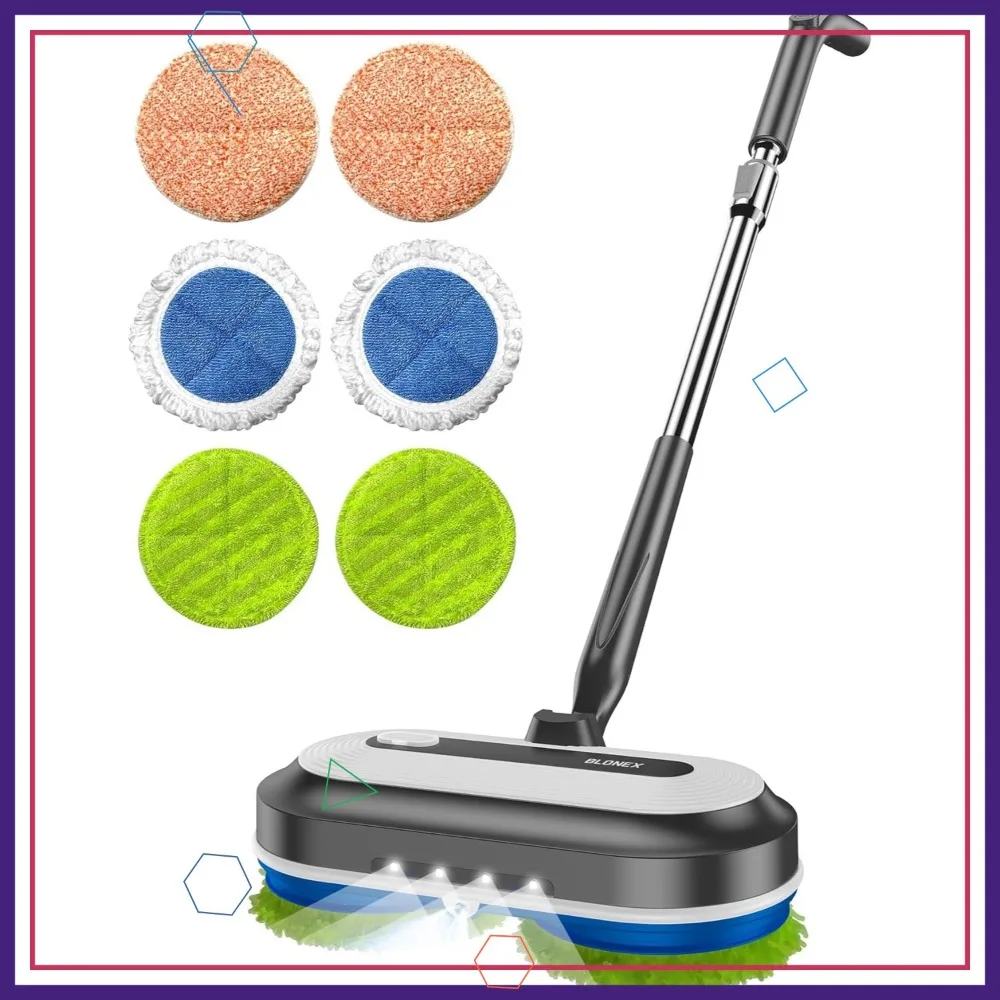 

Cordless Electric Spin Mop with LED Light & Water Spray, 290ml Tank, Self-Propelled Floor Cleaner for All Surfaces