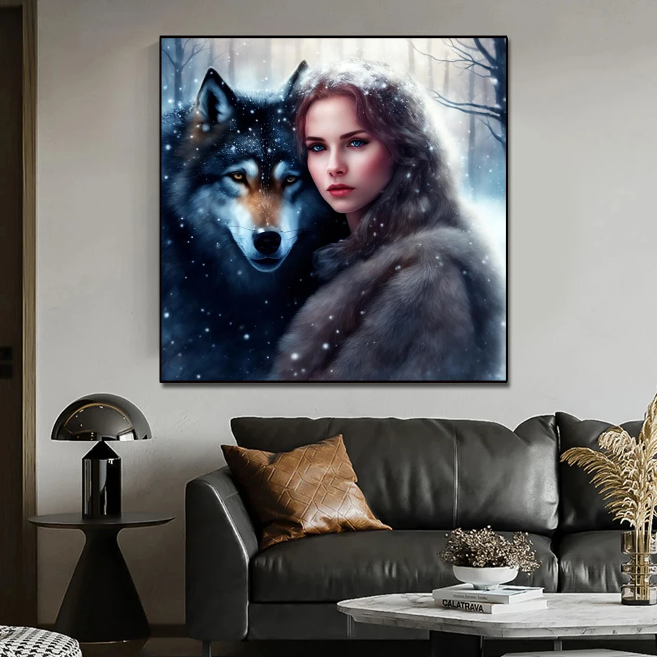 DIY Diamond Painting New 2024  Red Hooded Girl and Wolf Jewelry Cross Stitch Kit Mosaic Diamond Embroidery Home Decoration