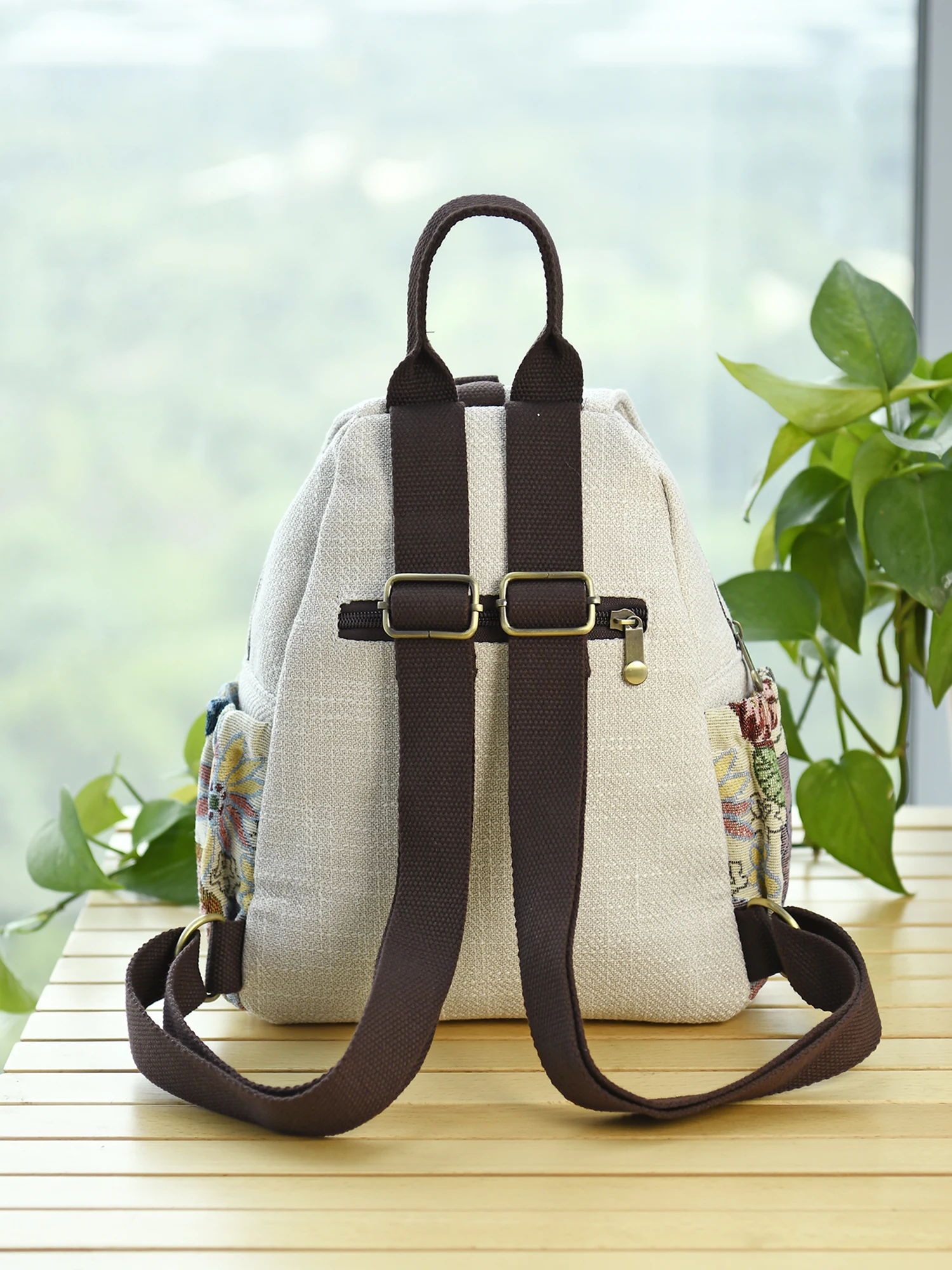 Faionable Large Capaci Casual Travel Women's Bapa Double oulder Ethnic Sle Bapa Soft Canvas Strap Travel Bag
