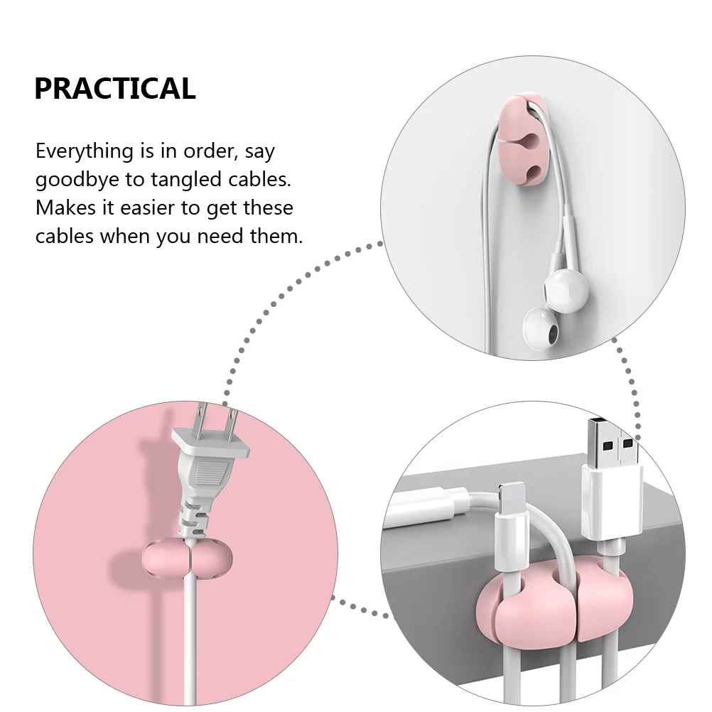 6 قطعة منظم كابلات حارس الحبل سيليكون حامل كابل ذاتي اللصق تصميم مدمج لسطح المكتب إدارة الأسلاك مقاطع سلك الطاقة #3