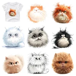 18cm Cute Furry Spherical Cat Cartoon Animal Heat Transfer For Clothes DTF Iron On Stickers Vinyl Washable Kids T-Shirt Decal