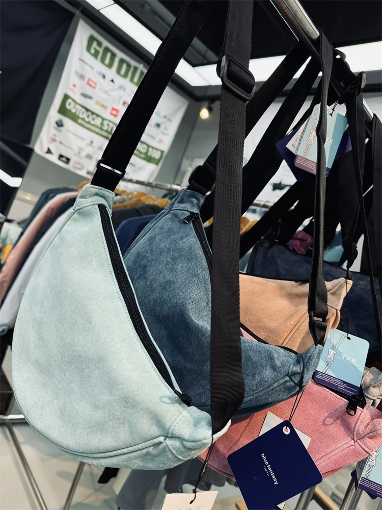 Classic Outdoor Casual Crossbody Genuine Leather Dumpling Bag Unisex Single Shoulder Diagonal Macaron Style Soft Fabric 
