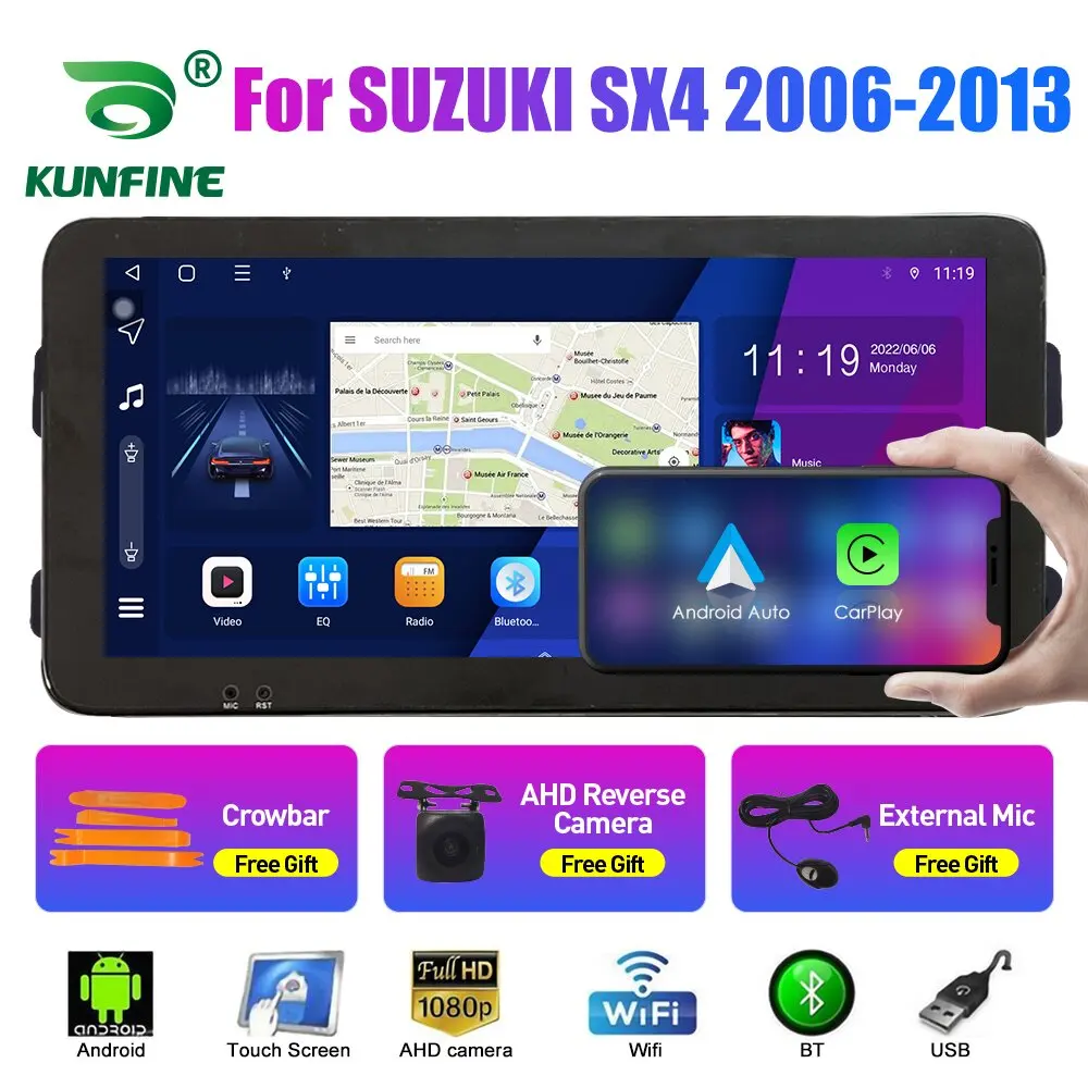 

10,33-дюймовый автомобильный радиоприемник для SUZUKI SX4 2006-13 2Din Android, восьмиядерный автомобильный стерео DVD, GPS-навигатор, плеер, QLED-экран Carplay