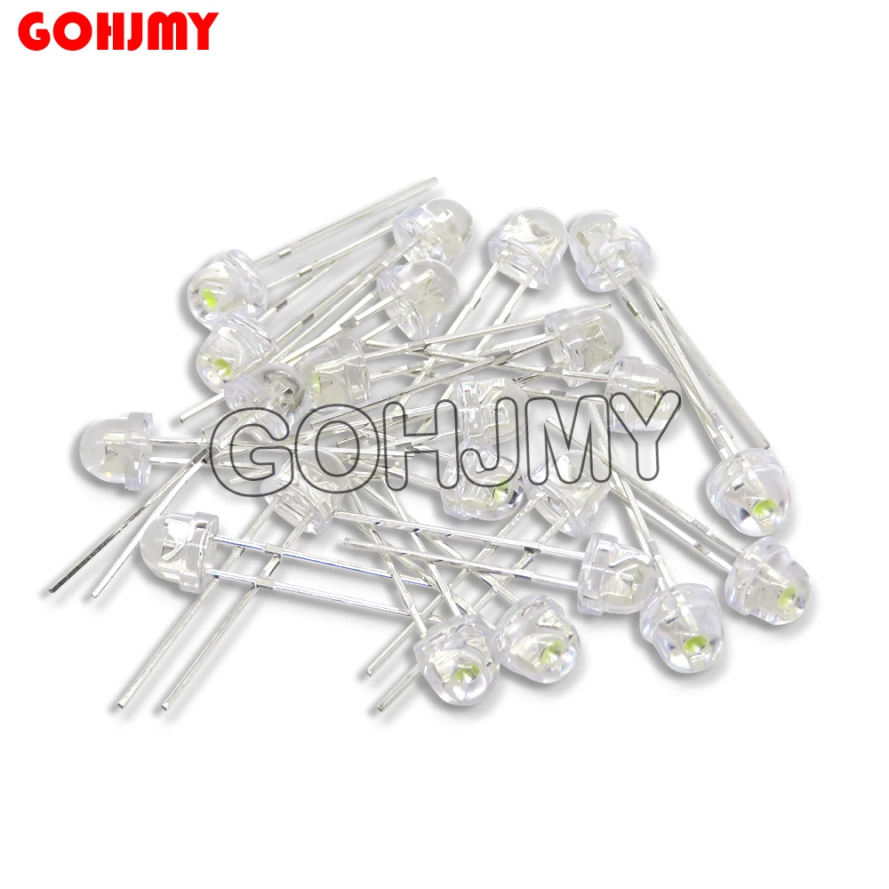 100PCS 5MM LED Diode Straw Hat White Red Green Blue Yellow Purple Light Transparent Light Emitting Diode New