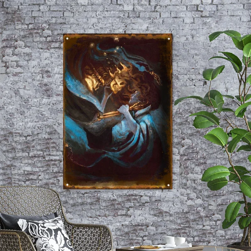 Deadly Embrace Tin Sign Vintage Metal Sign Poster for Men Women Plaque Wall Decor Bar Pub Home Cafe Wall Mural Garage Elf Bar