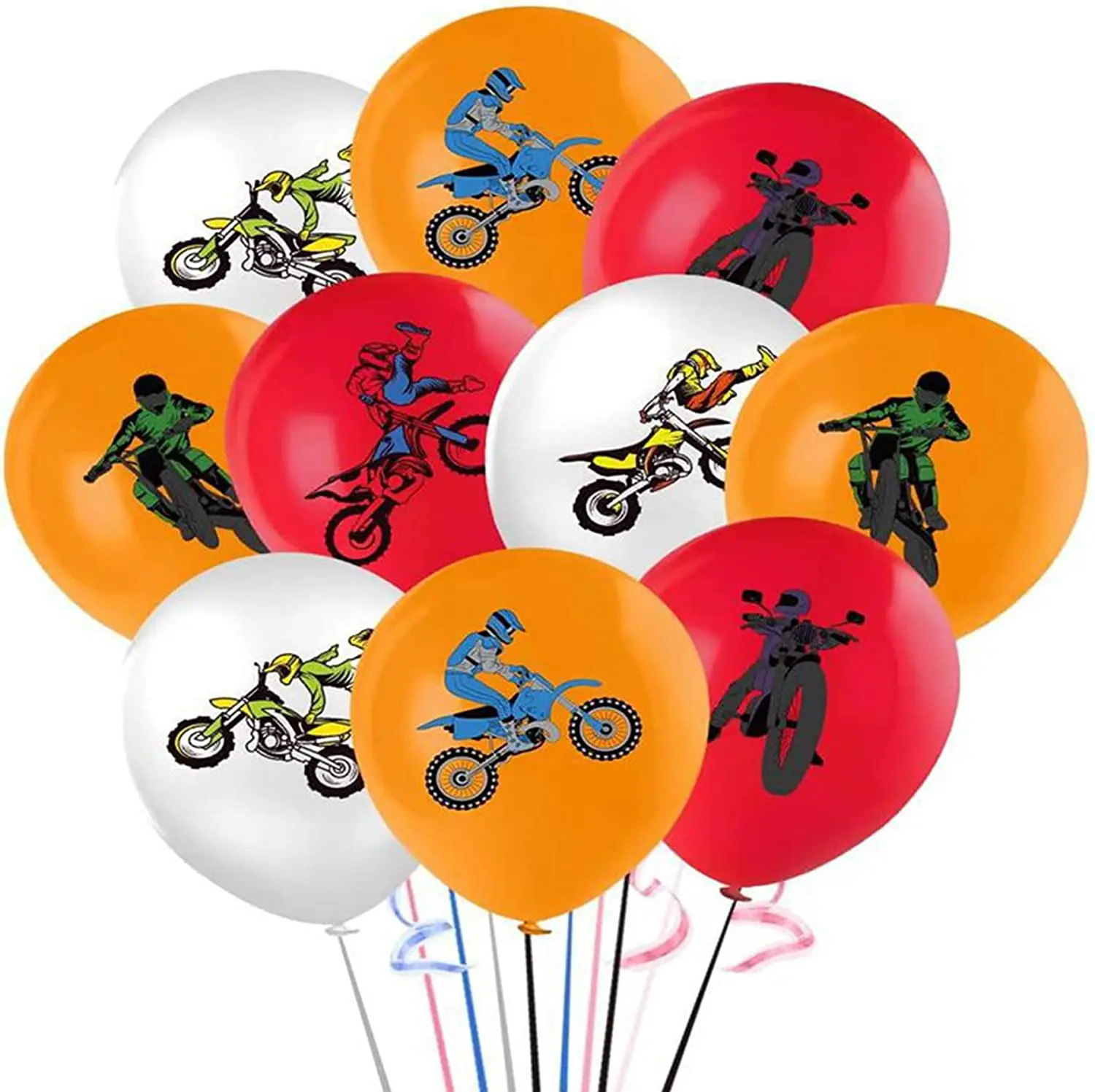 12Pcs Dirt Bike Latex Balloons 12 Inch Motocross Balloons Party Decoration Kids Birthday Party Baby Shower Double Sided Balloons