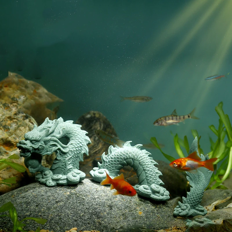 1Set Chinese Style Stone Dragon Aquarium Micro Landscape Decoration Fish Tank Ornaments Fishbowl Accessories Home Desk Ornament