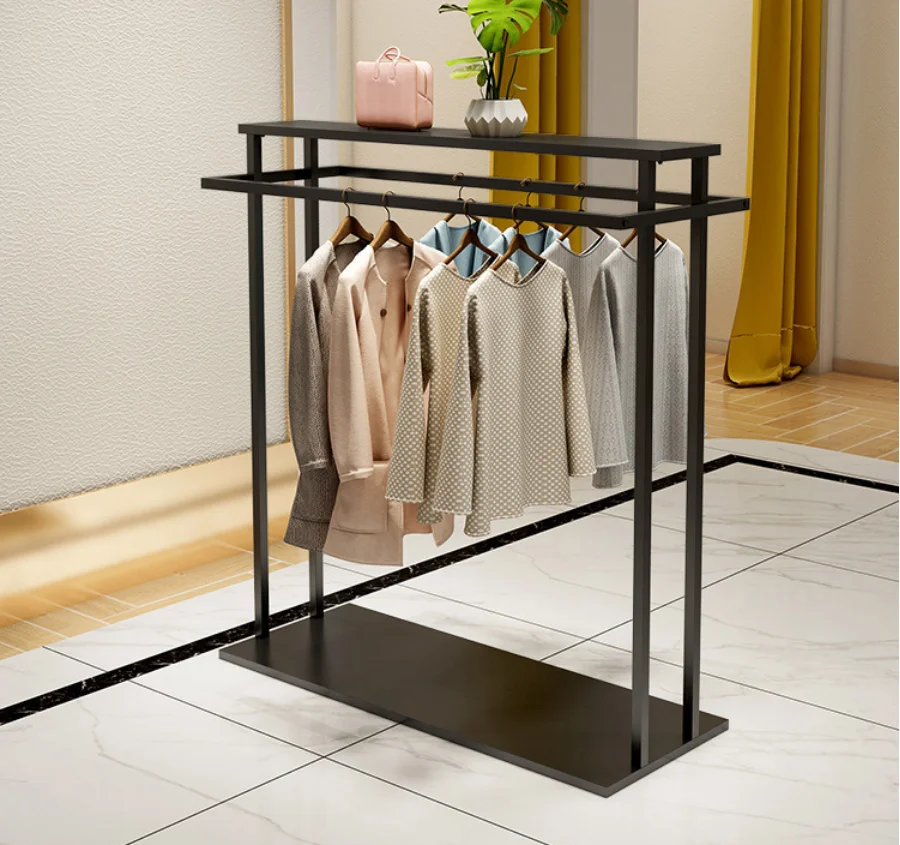 

Nano Gold Clothing Store Display Shelf Double Row Women's Middle Display Rack Double Bar for Store Shelf