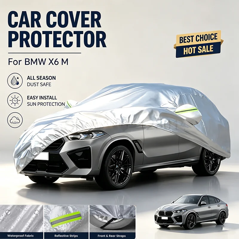For BMW X6 M Outdoor Full Car Cover Waterproof Snowproof Dustproof UV Protection Reflective Strips