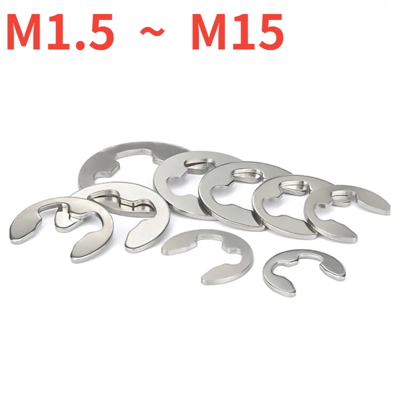 5-100pcs M1.5-m15 Din6799 A2 304 Stainless Steel Shaft Bearing Retaining Ring Washer Snap Collar E Type Clip Circlip