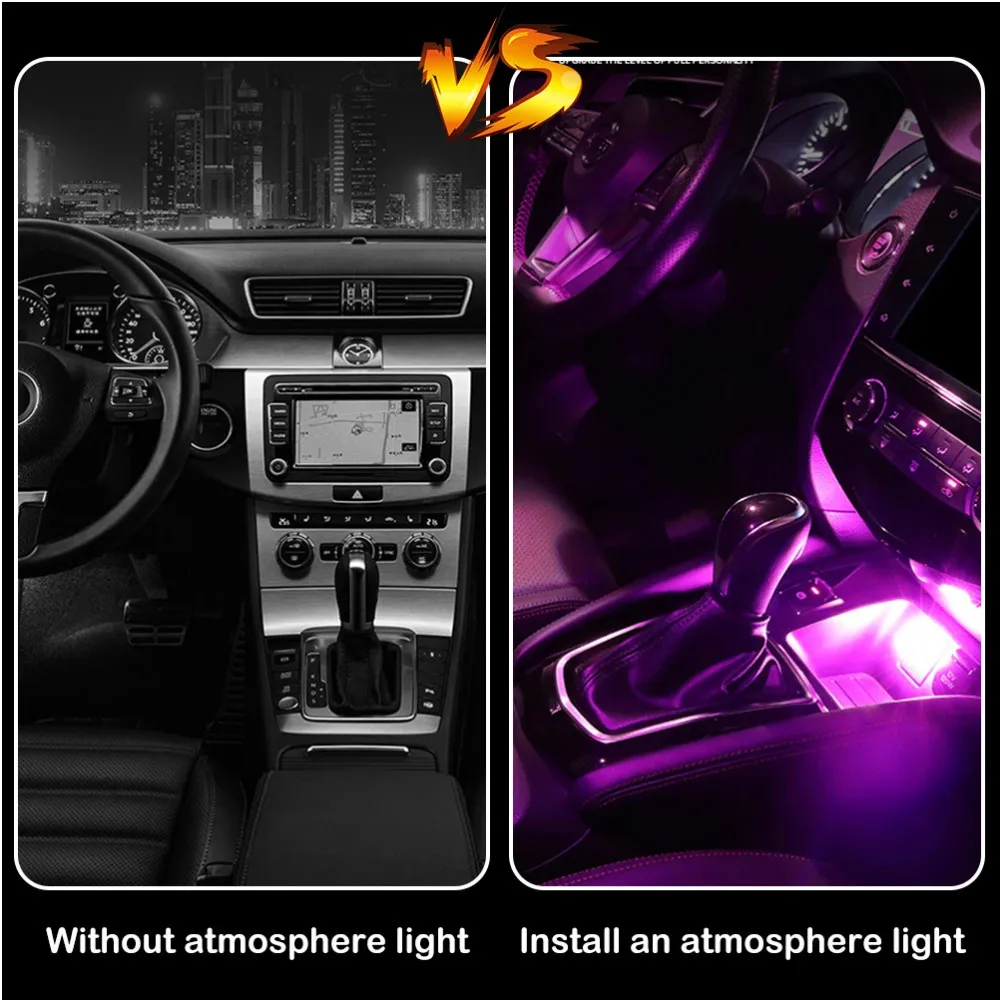 Lampu LED Mini Universal, lampu suasana Neon Interior mobil, Perhiasan lampu Neon suasana