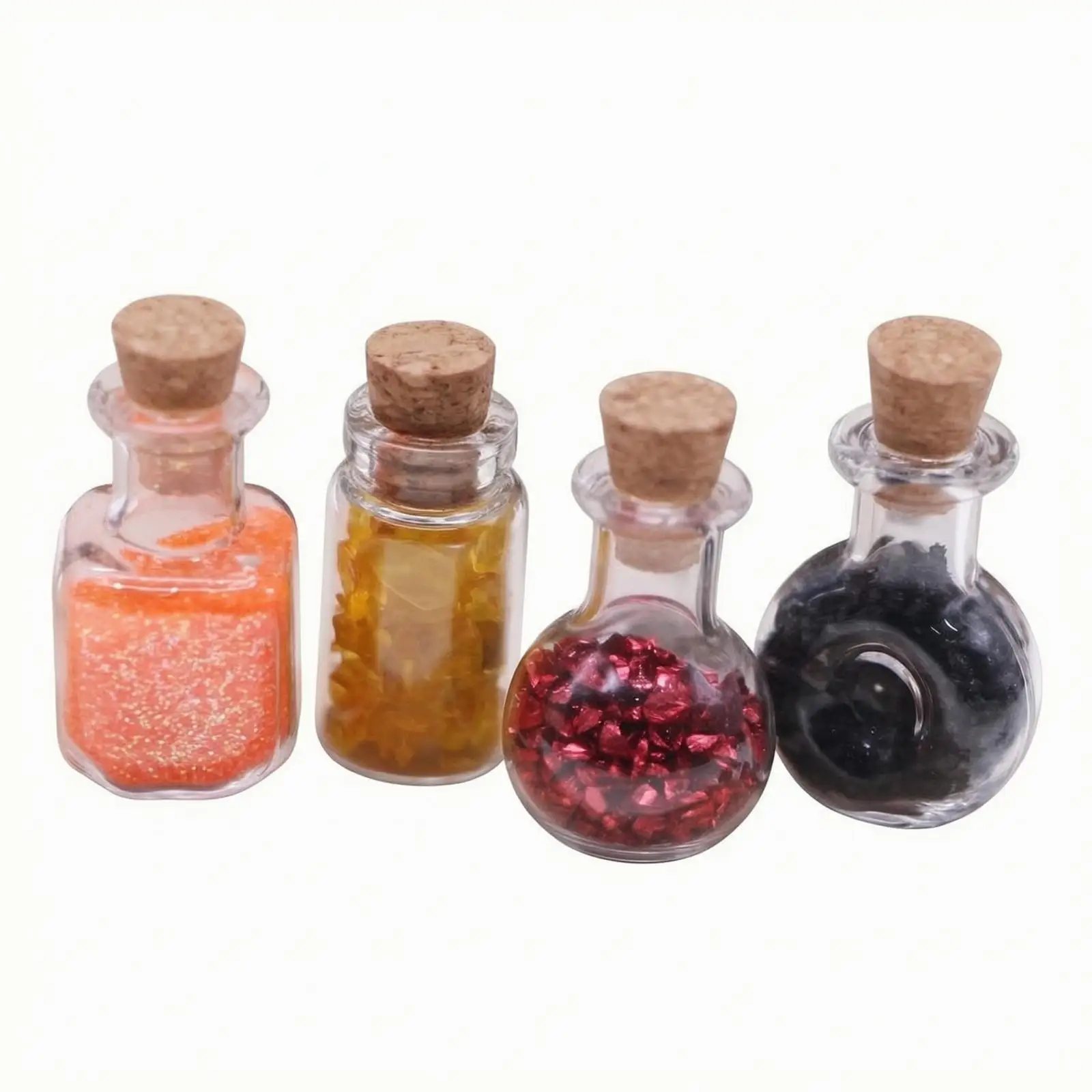 Tiny Red Potion Bottle Ornament Handcrafted Style Glass Cork Fill for Diorama Miniature Scene Fantasy Decor Halloween Craft