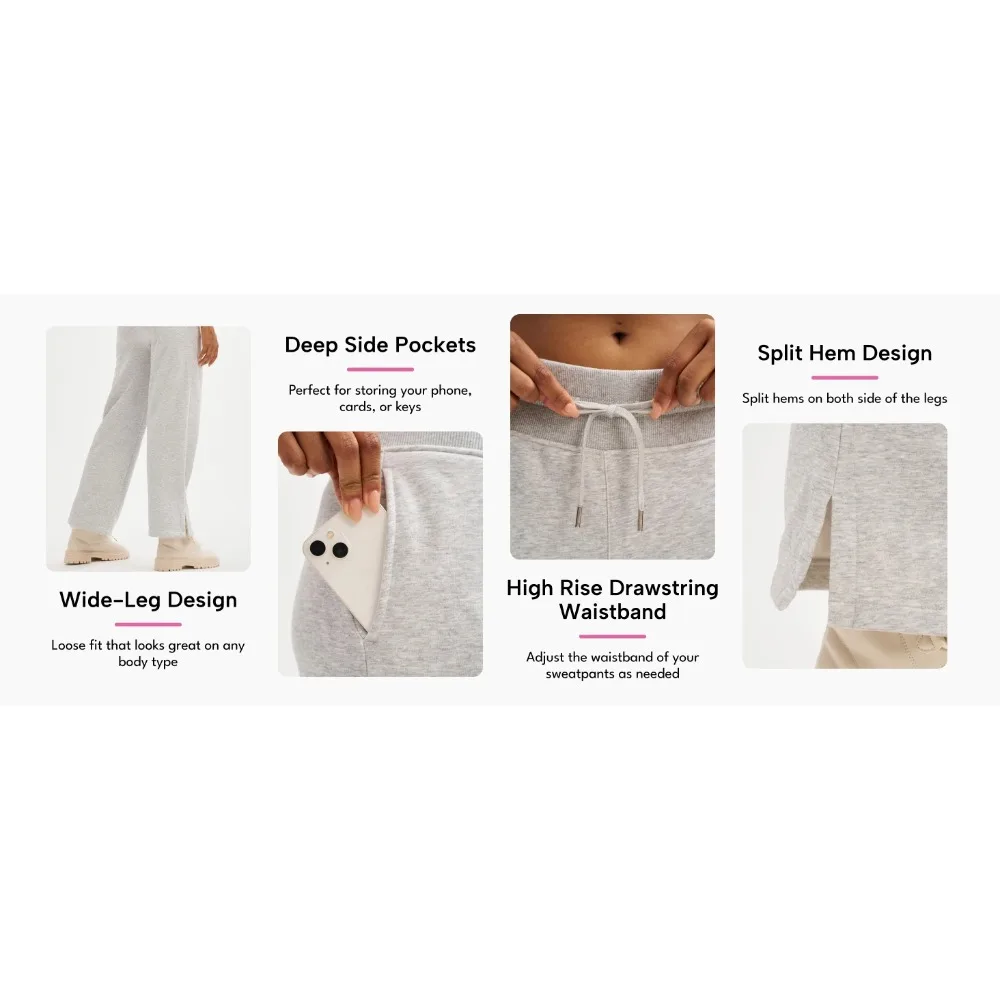 Damesslips TACVASEN Fleece wijde pijpen broek Damesmode Hoog getailleerde joggingbroek Loungebroek Zacht Warm Winter BaggyTrousers