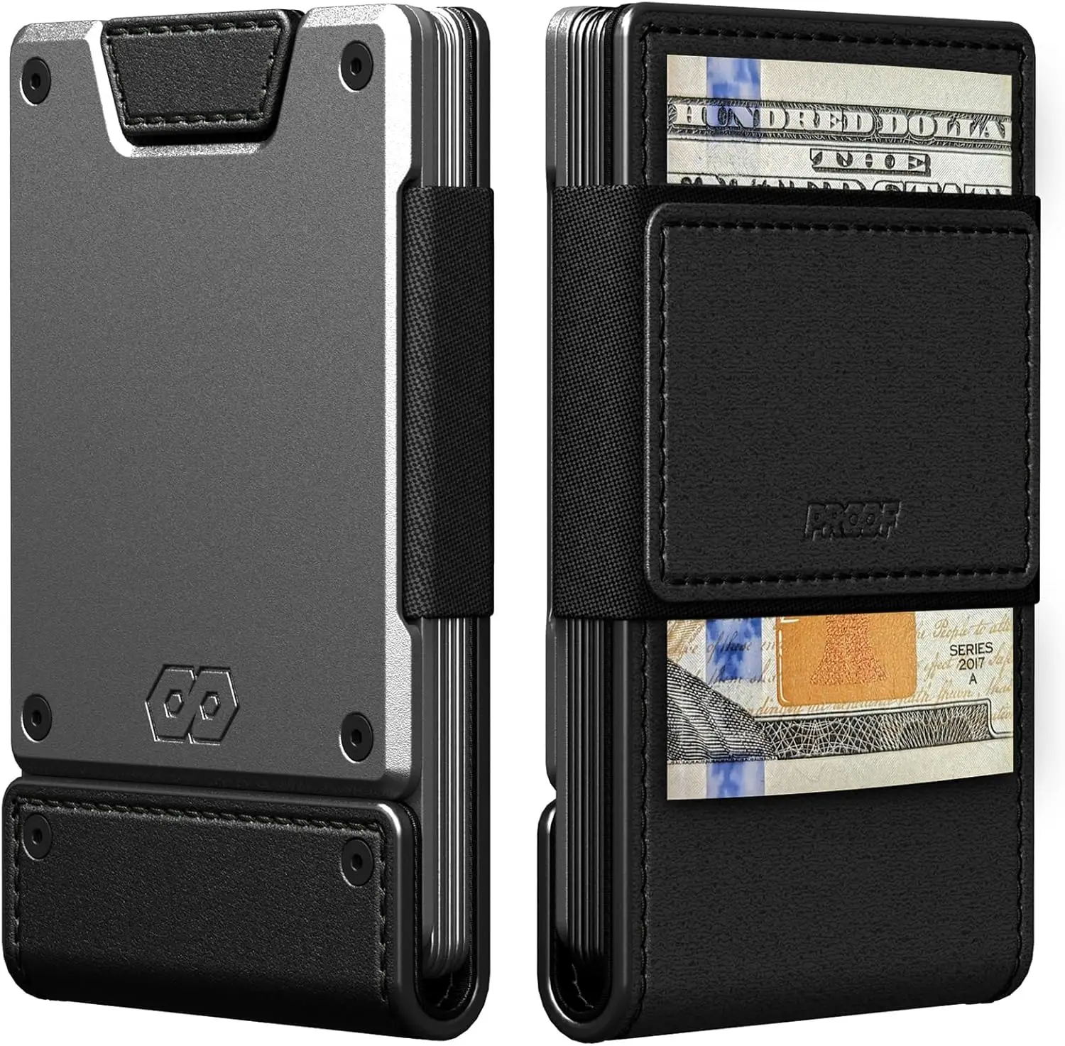 

Тонкий минималистичный кошелек с блокировкой RFID для мужчин, кожа и металл, передний/задний карман с подарочной коробкой