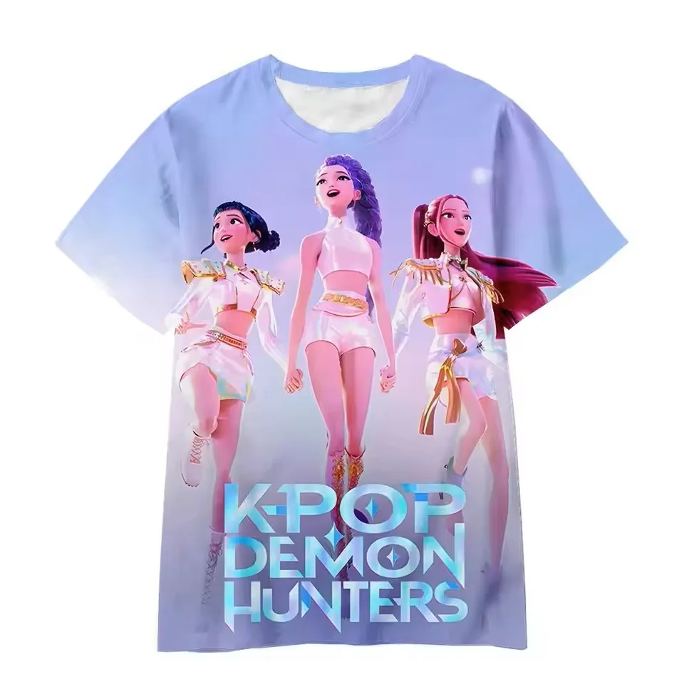 

New Children's Clothes Kpop Demon Hunters T-shirts Girl Boy Cartoon 3d Print Short Sleeve T Shirt Harajuku Kids Summer Tee Tops