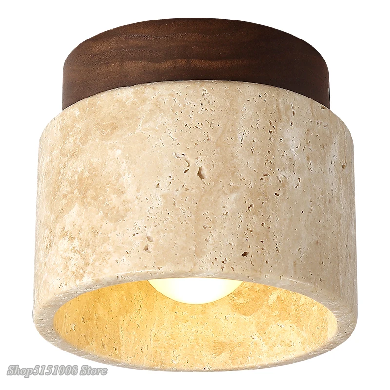 Imagem -05 - Wabi Sabi Amarelo Mármore Luz de Teto Médio Antigo Creme Corredor Varanda Restaurante Hotel Corredor Decoração Cave Stone Light Lâmpada