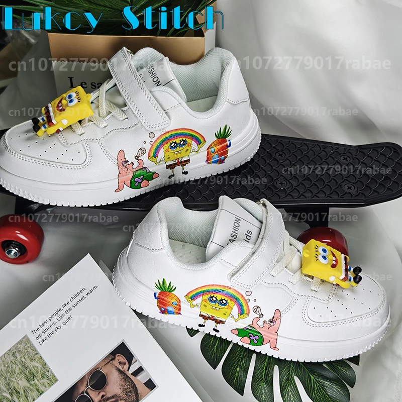 Spongebob Gif children Shoes Student Casual Kid Sneakers girls boys Running Fashion Sports Shoes cute Christmas Birthday Gif