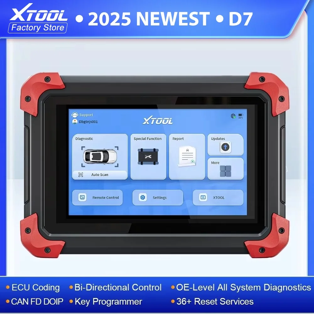 XTOOL D7 V2.0 All System Car Diagnostic Tool FCA Auto Auth ECU Coding 38+ Service Active Test OBD2 Scanner CAN FD DOIP