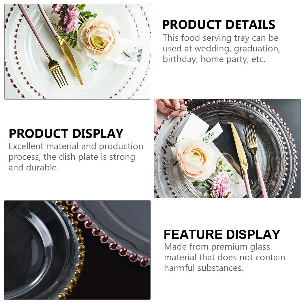

1 шт., стеклянная тарелка для салата из розового золота, прозрачный стеклянный поднос премиум-класса, штабелируемая сервировочная тарелка для еды для домашнего вечеринки, мероприятия