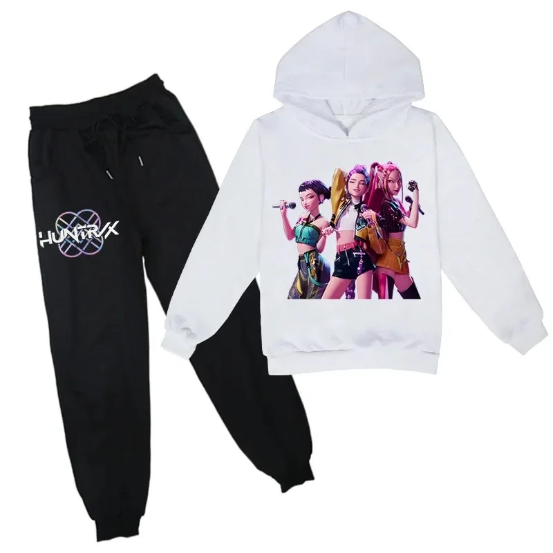 KPop شيطان الصيادين الاطفال هوديي بنطلون مجموعة موضة البلوز مقنعين ملابس الأطفال السراويل 2 قطعة دعوى للبنين والبنات #5