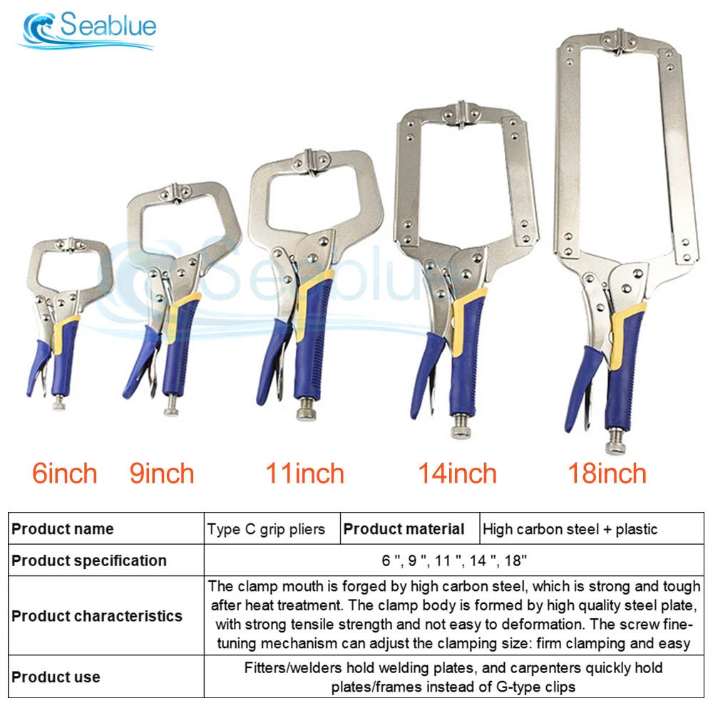 Fix Plier Locator C Clamp weld Clip Woodwork Grip Vise Lock Jaw Alloy Steel Hand tool Swivel Pincer Tong Tenon Pad Wood Work