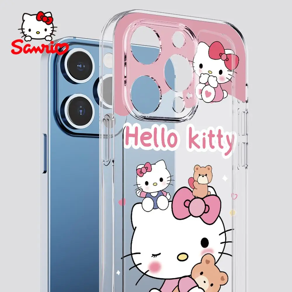 

Sanrio Kt Iphone Cases Fall Prevention Iphone 16/15/14/13/12/11 Girl Iphone 13 Case Sanrio Hellokitty Cartoon Accessory Toys