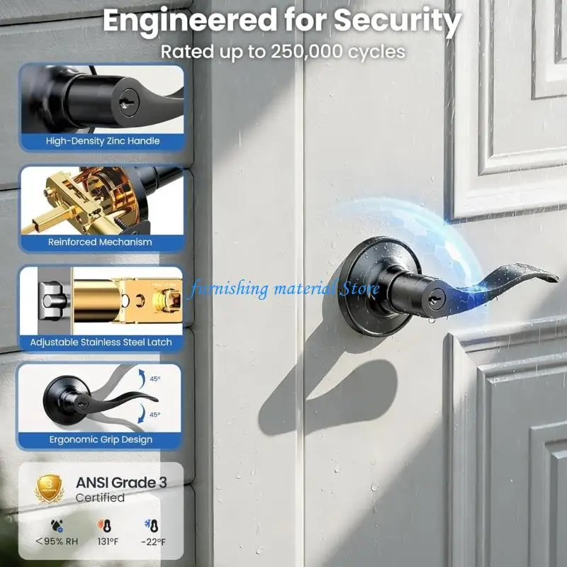 Y5GD Universals Bathroom Door Handle Lock with Reversible Door Lever for Interior Doors, Bedroom Easy to Install