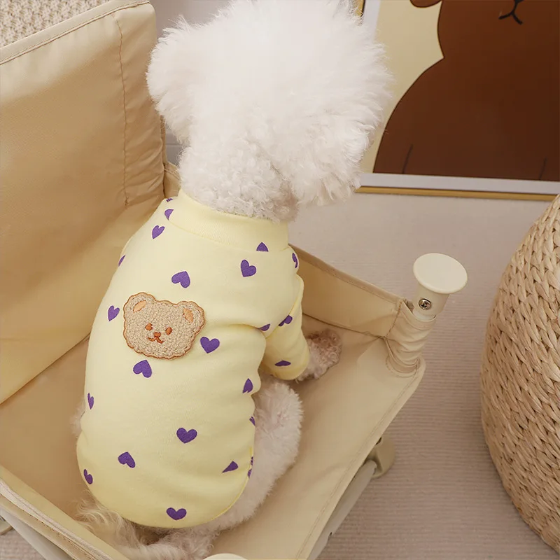 Ropa de amor para perros y cachorros, jersey de peluche Bichon, camiseta interior cálida para nieve y lluvia, Chaleco de dos patas, Otoño e Invierno