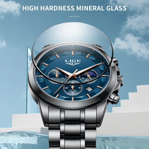 Imagen 2 del producto Reloj LIGE de cuarzo para hombre, reloj de negocios de lujo de marca superior, moda informal, deportes, calendario inoxidable, relojes luminosos impermeables para hombre