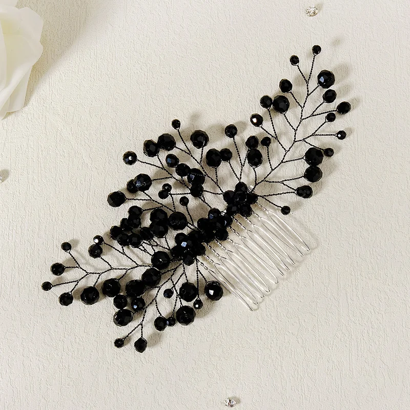 Simple Black Crystal Women Hair Combs Bridal Hair Accessories Wedding Hair Jewelry Bridal Head Decoration Hair Ornament