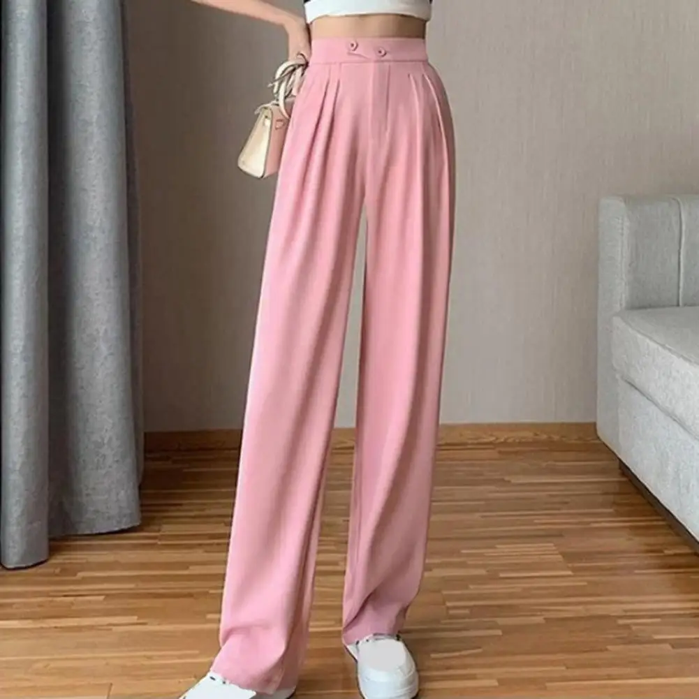 Korean M-3Xl Women Suit Wide Leg Pants Summer Thin High Waist Straight Trousers Fashion Office Lady Harajuku Casual Pant