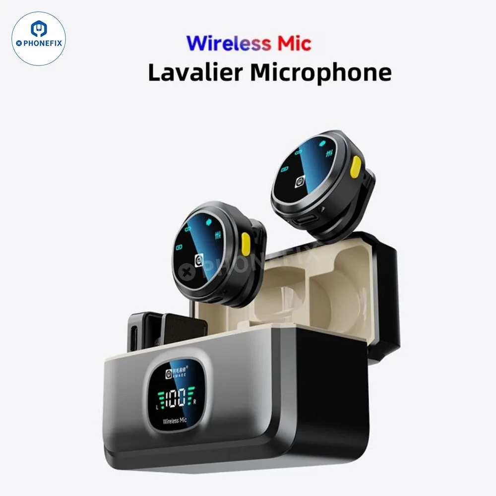 AMAOE MIC-A Wireless Lavalier Microphone Charging Case Mic Audio Video Recording for Live Streaming Phone Notebook Gaming Mic