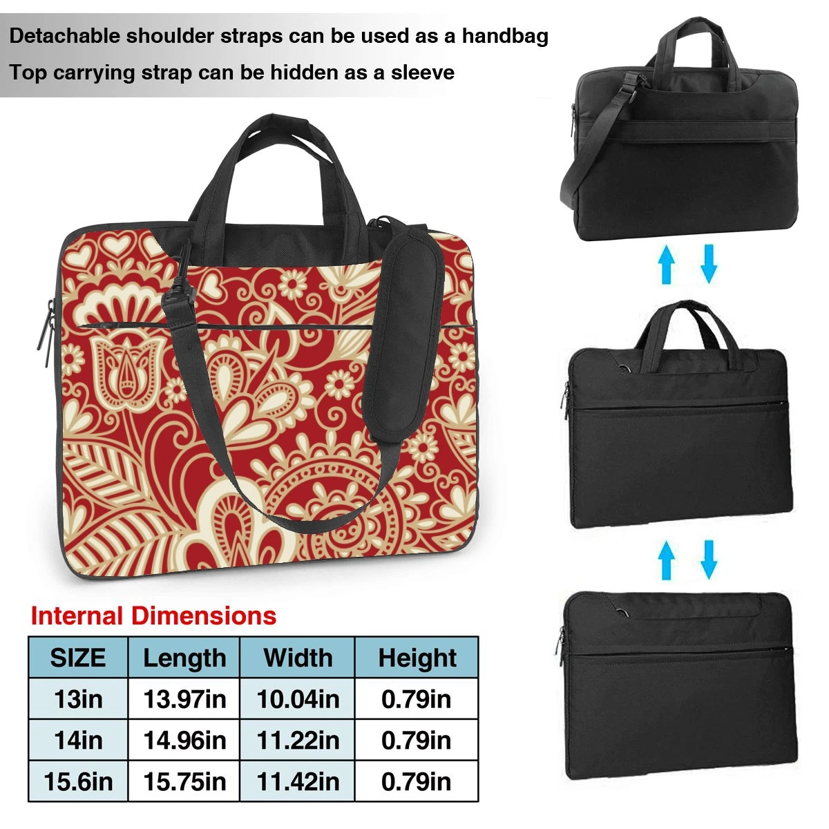 Paisley color pattern laptop bag printed pattern fashion briefcase ultra-thin portable shoulder laptop bag 13 14 15.6in