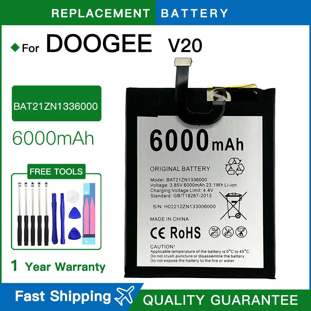 Brand new  6000MAH Phone Battery New High-Quality BAT21ZN1336000 Battery For Doogee V20