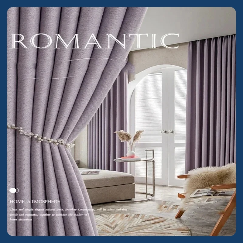 

Luxury Custom Full Sunshade Purple Curtains for Living Dining Room Bedroom High Sense Curtains Drapes in Living Room Cortina