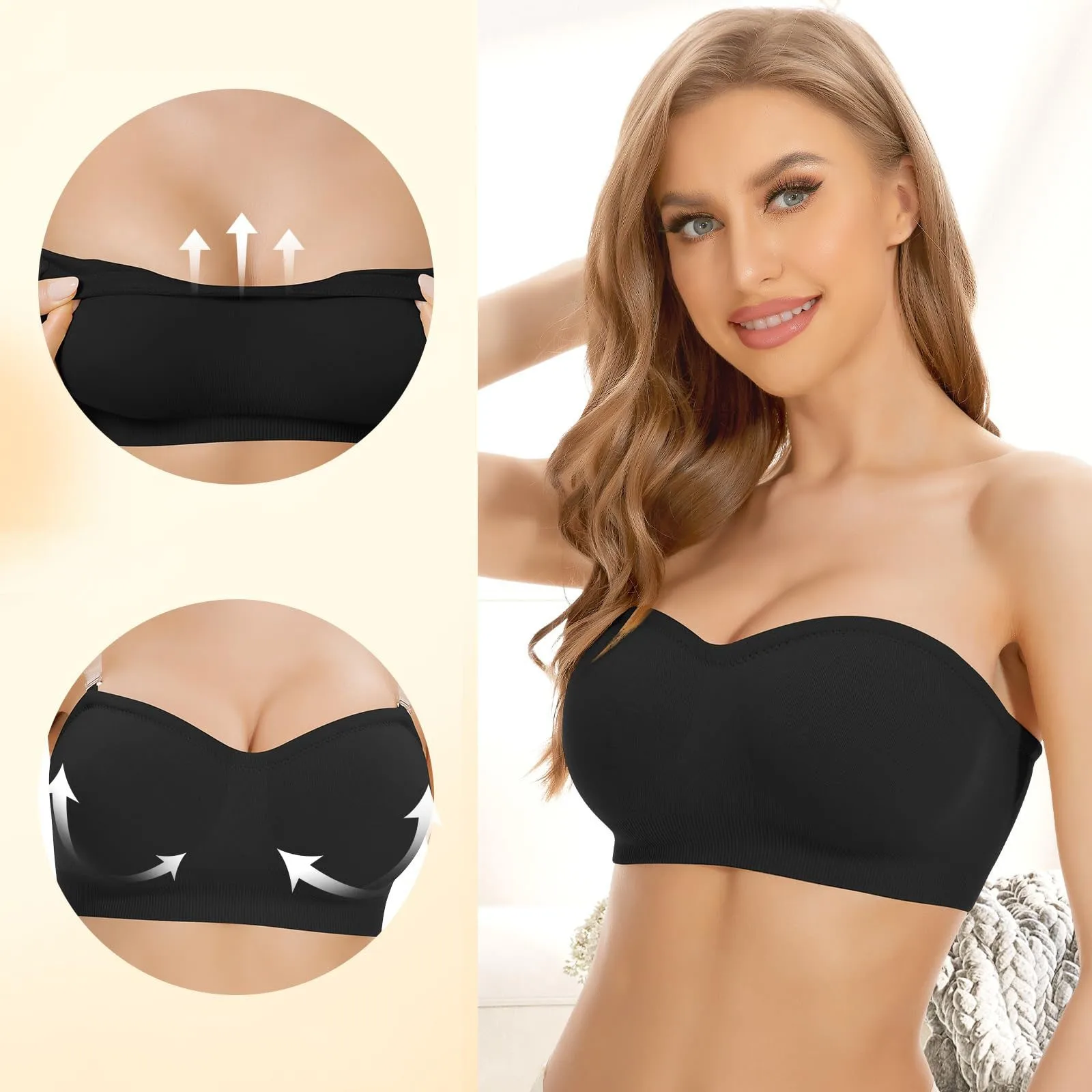 Female Underwear Women'S Strapless Solid Colour Sexy Bra Comfortable Wrapped Chest Non Slip Lingerie Sexy Non-Marking Lingerie