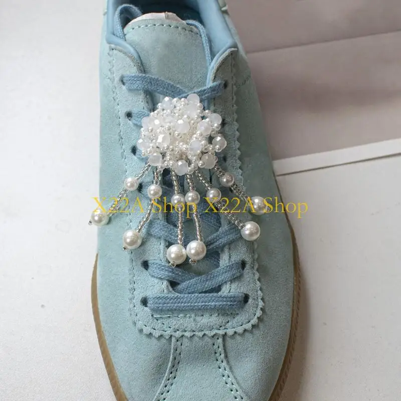 Unique 2Pcs Shoe Jewelry Accessories Pearls Embellished Shoe Charm Pearls Tassels Buckles Clips For Women Girl Sneakers Sandals