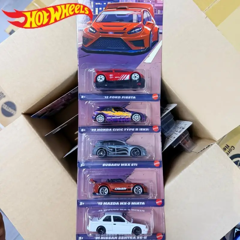 New In Stock Hot Wheels Silver Series Compact Kings Set Fiesta Civic Subaru Miata Sentra 1/64 Scale Die-Cast Model Cars Boy Gift