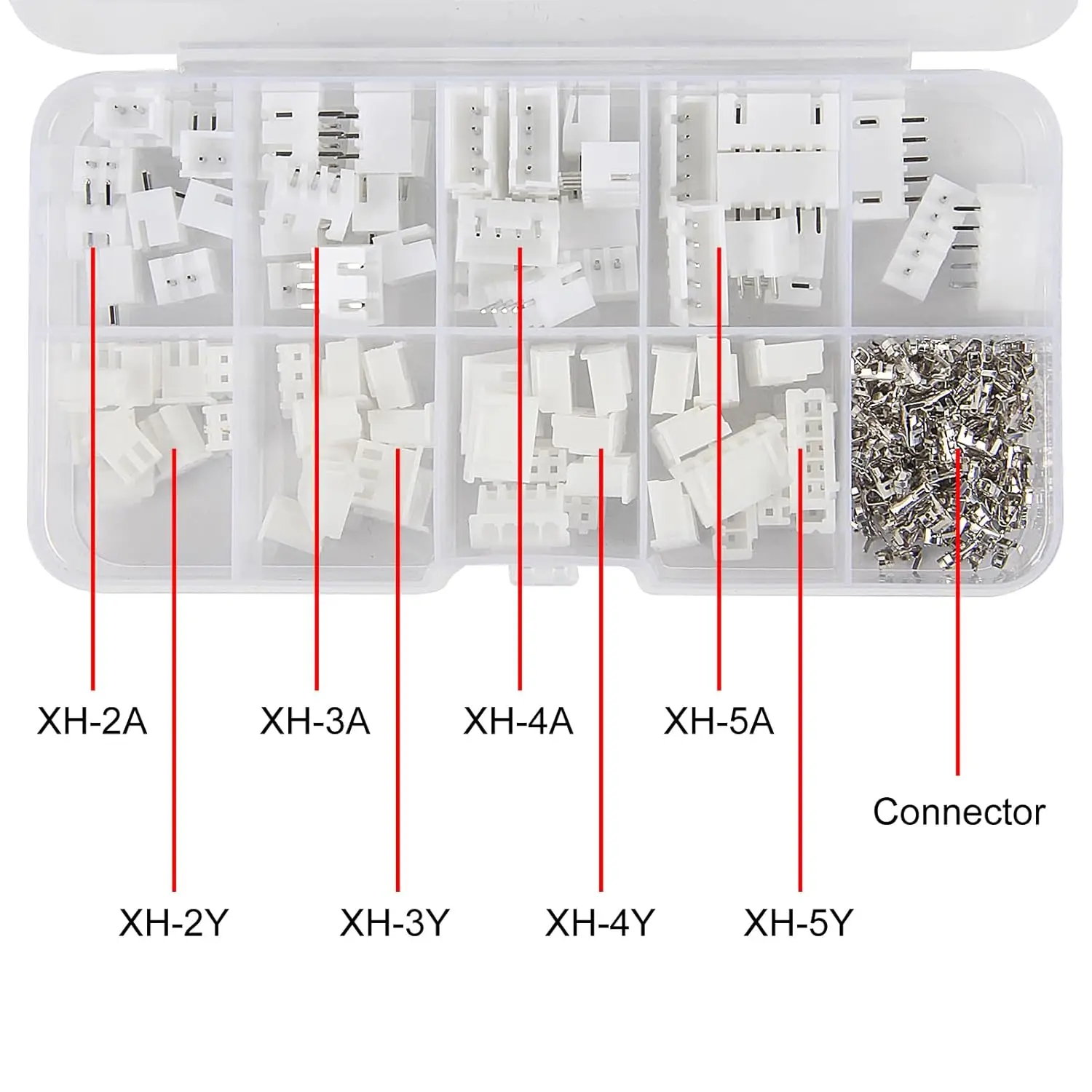 XH2.54 PH2.0 Connector Kit, 230pcs 2.54mm/2.0mm Pitch Terminal Housing Pin Header Set for JST Wire Connectors and Adaptors