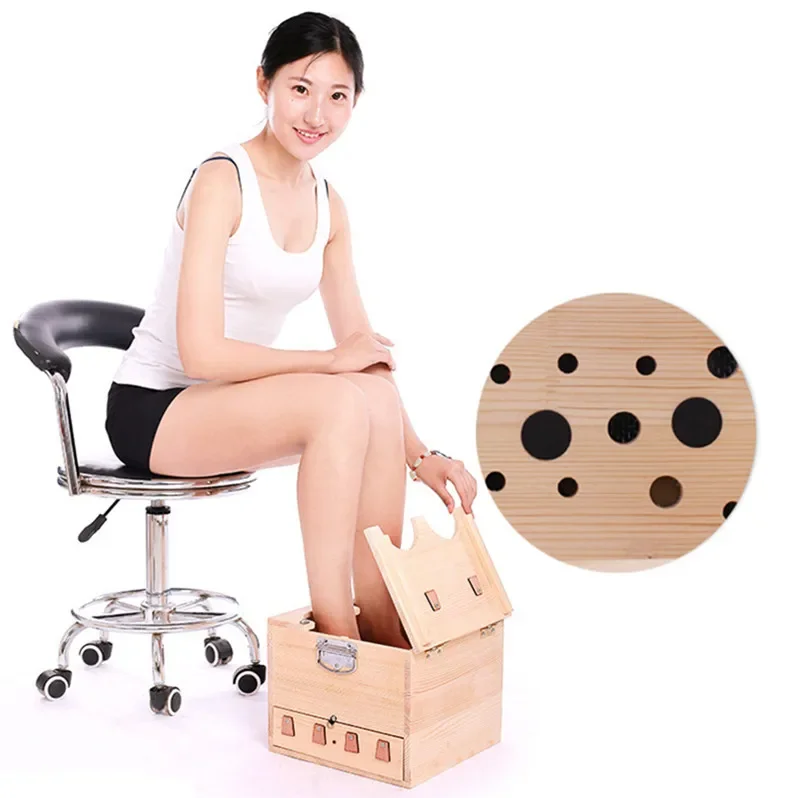 Box Comfortable Smokeless Foot Moxibustion Massage Wooden Moxa Punk Body Ce Customized Size Available Moxa Device Class I 1years