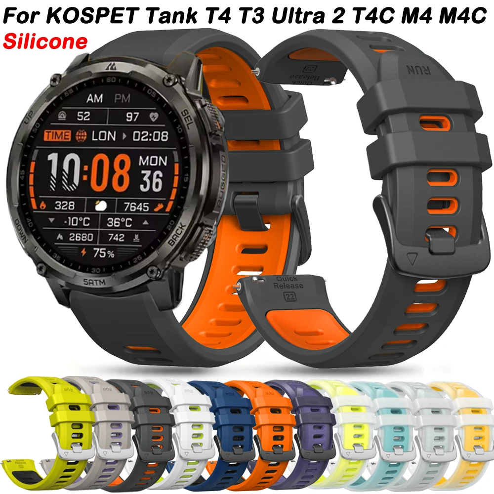 Correas para reloj KOSPET Tank T4 T4C de 22mm, correa deportiva de silicona para KOSPET Tank T3 Ultra 2/ KOSPET Tank M4 M4C M3 Ultra M2