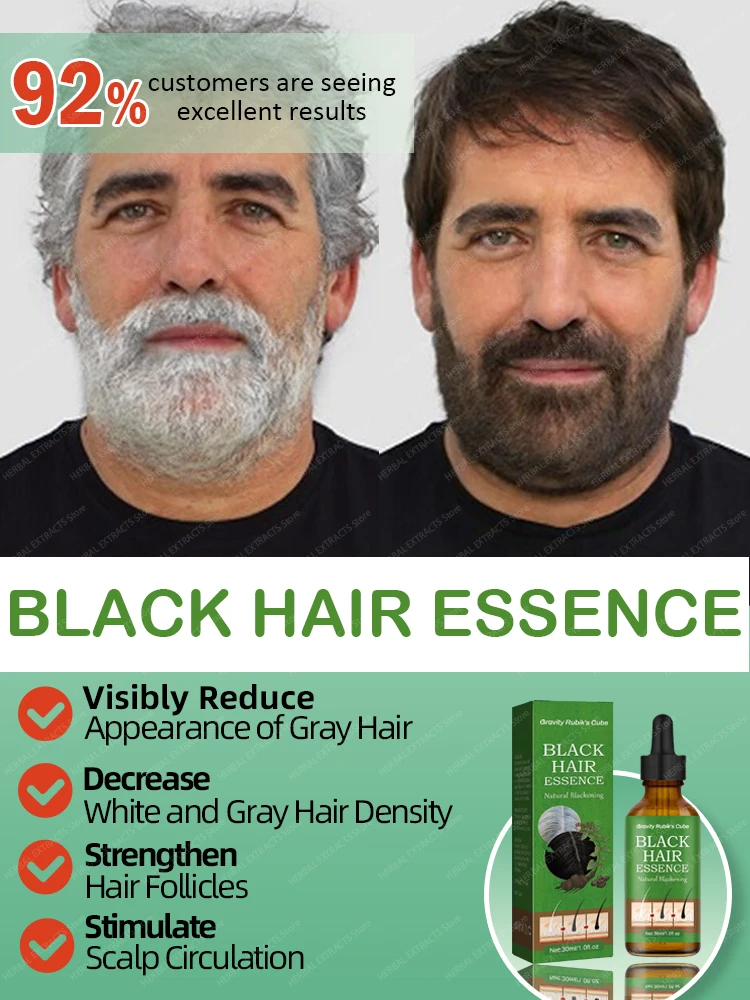 Gray Hair Treatment Serum White to Black Natural Color Repair Nourishing Essential Oil