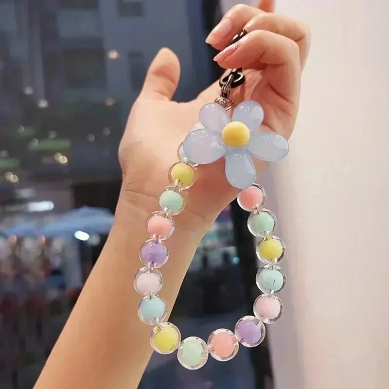 Macaron Farbe Handy Lanyard Handgelenk Strap frauen Hand Kette Kurze Anti-verloren Handy Fall Nette Lanyard schlüssel Anhänger