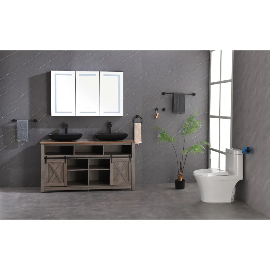 

48 in. W x 30 in. H LED Mirror Medicine Cabinet with Lights; Dimmer; Defogger; Clock; Temp Display